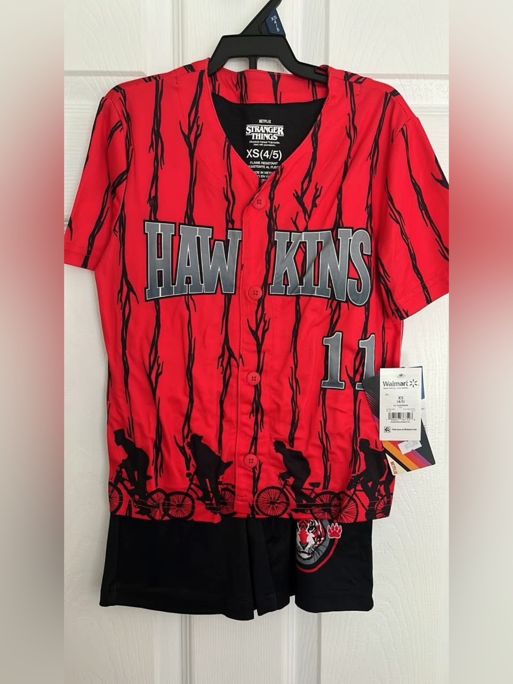 Stranger Things Kids Red Baseball Pajama Set - Hawkins Graphic